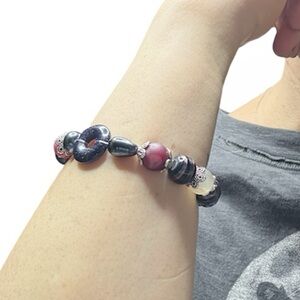 Oak mixed bead silver bracelet
